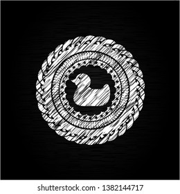 rubber duck icon drawn chalk emblem, retro style, chalk or chalkboard texture