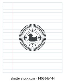 rubber duck icon emblem draw with pencil effect. Vector Illustration. Detailed.