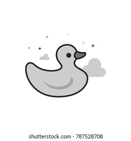 Rubber duck icon in flat outlined grayscale style. Vector illustration.