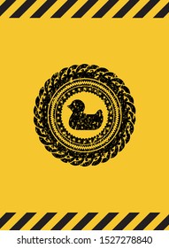 rubber duck icon grunge warning sign emblem. Vector Illustration. Detailed.