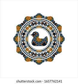 icono del pato de caucho dentro de la placa de estilo arabesco. decoración árabe.