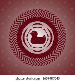rubber duck icon inside badge with red background