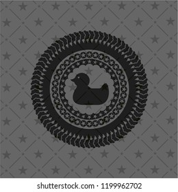 rubber duck icon inside black emblem