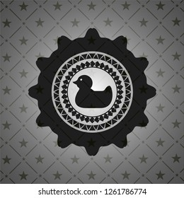 rubber duck icon inside black emblem