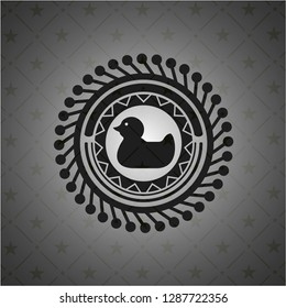 rubber duck icon inside black emblem. Vintage.