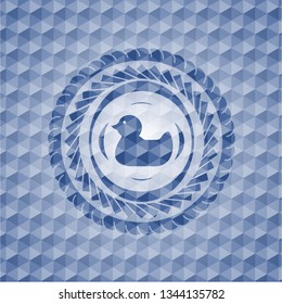 rubber duck icon inside blue hexagon badge.