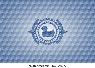 rubber duck icon inside blue hexagon emblem.