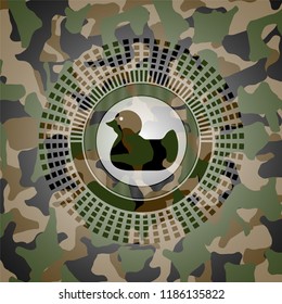 rubber duck icon inside camo emblem