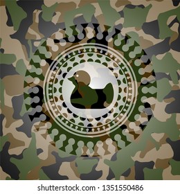 rubber duck icon inside camo emblem
