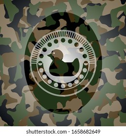 rubber duck icon inside camouflage emblem