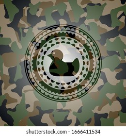 rubber duck icon inside camouflage texture