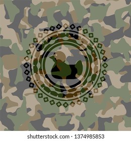 rubber duck icon inside camouflaged emblem