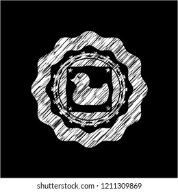 rubber duck icon inside chalk emblem