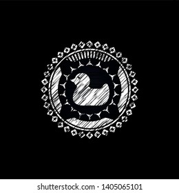 rubber duck icon inside chalkboard emblem