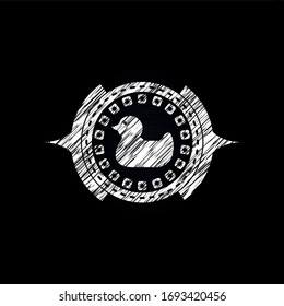 rubber duck icon inside chalkboard emblem