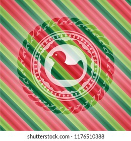rubber duck icon inside christmas emblem background.