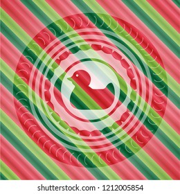 rubber duck icon inside christmas colors style badge.
