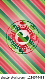 rubber duck icon inside christmas emblem.