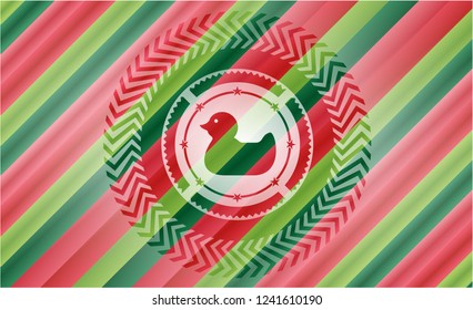 rubber duck icon inside christmas colors style emblem.