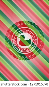 rubber duck icon inside christmas style emblem.