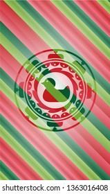 rubber duck icon inside christmas badge background.