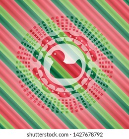 rubber duck icon inside christmas colors badge.