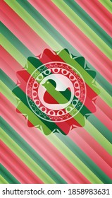rubber duck icon inside christmas colors style emblem. 