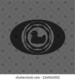 rubber duck icon inside dark emblem