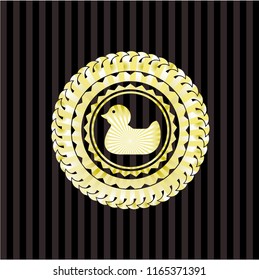rubber duck icon inside gold badge or emblem