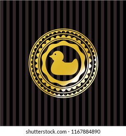 rubber duck icon inside gold shiny emblem