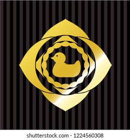 rubber duck icon inside gold badge or emblem