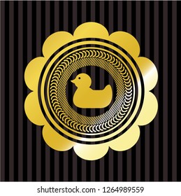 rubber duck icon inside gold emblem or badge
