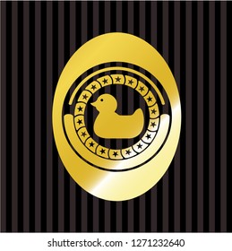 rubber duck icon inside gold shiny emblem