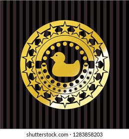 rubber duck icon inside gold emblem