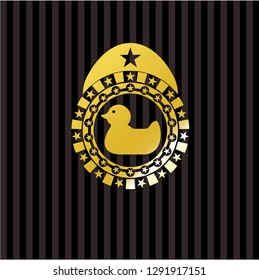 rubber duck icon inside gold badge or emblem