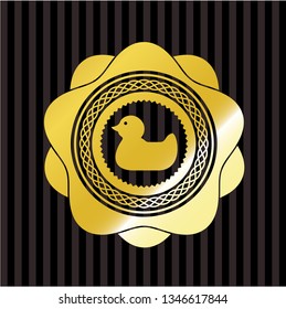 rubber duck icon inside gold shiny badge