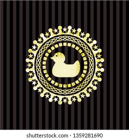 rubber duck icon inside gold shiny badge