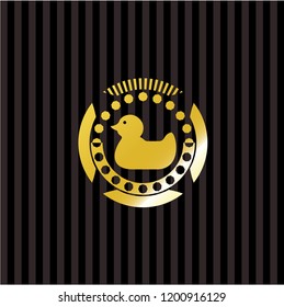 rubber duck icon inside golden badge