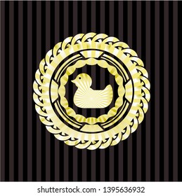 rubber duck icon inside golden emblem