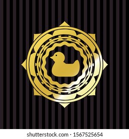 rubber duck icon inside golden emblem