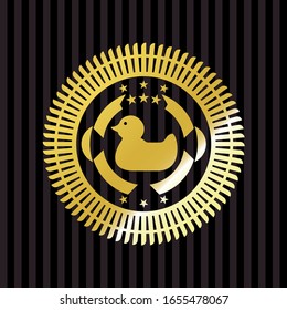 rubber duck icon inside golden badge or emblem