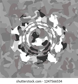 rubber duck icon inside grey camouflage emblem