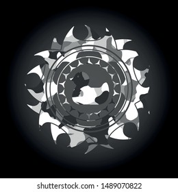 rubber duck icon inside grey camouflage texture