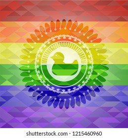 rubber duck icon inside lgbt colors emblem 