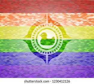 rubber duck icon inside lgbt colors emblem 