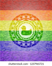 rubber duck icon inside lgbt colors emblem 
