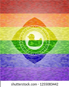 rubber duck icon inside lgbt colors emblem 