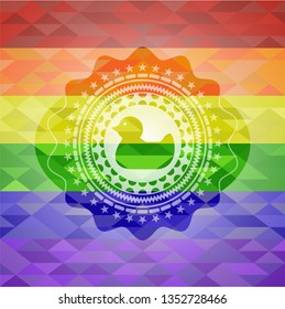 rubber duck icon inside lgbt colors emblem 