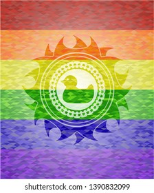 rubber duck icon inside lgbt colors emblem 