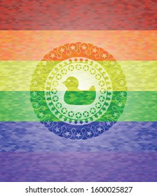 rubber duck icon inside lgbt colors emblem 